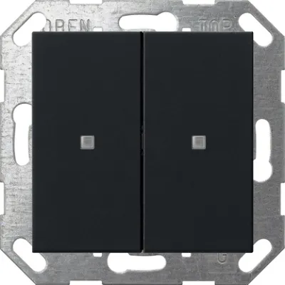 GIRA KNX Taster Wippe 2fach 5173005 | System 55 | mit Busankoppler & Temperatursensor | Kunststoff matt | Schwarz