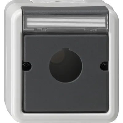 Gira Gehäuse Befehls- und Meldegeräte 027230 | Aufputz IP44 | Ø 22,5 mm | Beschriftungsfeld | halogenfrei | grau