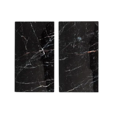 Allstar Glasabdeckplatten 2er Set | Herdabdeckung Glaskeramik | gehärtetes Glas | Marmor-Optik schwarz | 52x30 cm
