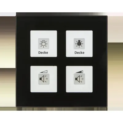 MDT Glastaster 4-fach Plus BE-GT04S.01 | KNX Tastsensor Unterputz | 4 Tasten | LED-Anzeige | Glas glänzend | schwarz
