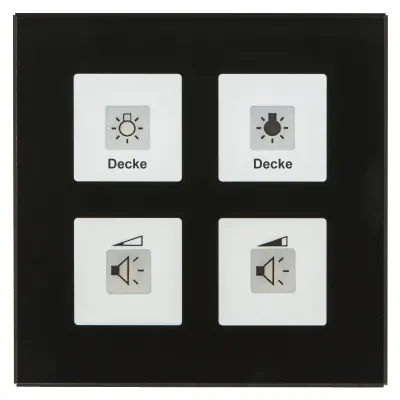 MDT Glastaster 4-fach Plus BE-GT04S.01 | KNX Tastsensor Unterputz | 4 Tasten | LED-Anzeige | Glas glänzend | schwarz