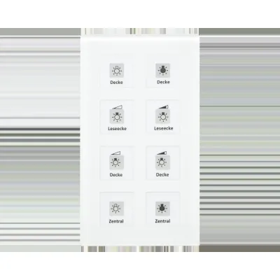 MDT Glastaster Plus BE-GTT8W.01 | 8-fach KNX Tastsensor | Temperatursensor | LED-Anzeige | Glas Weiß | Unterputz