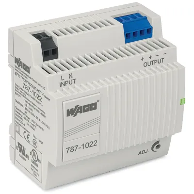 WAGO Netzteil 787-1022 | Hutschienen Schaltnetzteil 24V DC 4A | primär getaktet | Compact | regelbar | IP20 | grau