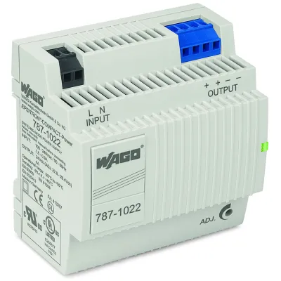 WAGO Netzteil 787-1022 | Hutschienen Schaltnetzteil 24V DC 4A | primär getaktet | Compact | regelbar | IP20 | grau