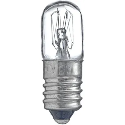 Busch-Jaeger Glimmlampe 8340 E10 | 230V 3W | lichtstark | für Lichtsignale | Zubehör Schalterprogramme | 11x25mm | klar