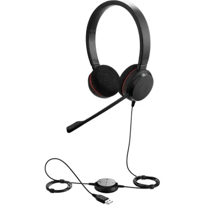 Jabra Headset Evolve 20 SE UC Duo USB-A | Stereo Headset für PC & Notebook | DSP | Kunstleder-Ohrpolster | schwarz