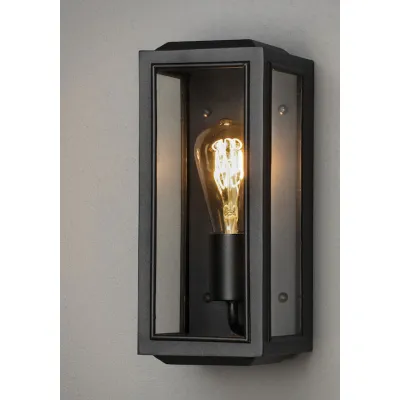 Konstsmide Wandleuchte Carpi klein 7348-750 | Außenleuchte E27 | IP44 | Stahl & Glas | schwarz | max. 60W