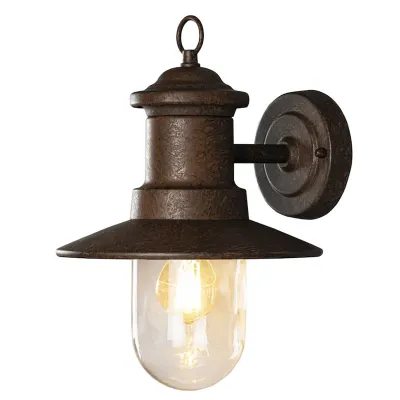 Konstsmide Wandleuchte Napoli 7346-970 | Außenleuchte E27 | IP44 | Rostoptik | klar Glas | 22x30,5x30,5cm | braun