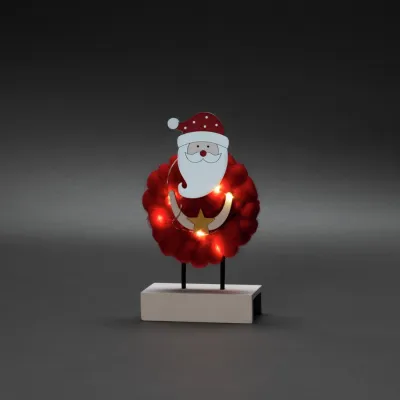Konstsmide LED Holzsilhouette 3267-550 | Weihnachtsbeleuchtung Innen | Santa | Timer | 6x warmweiße LEDs