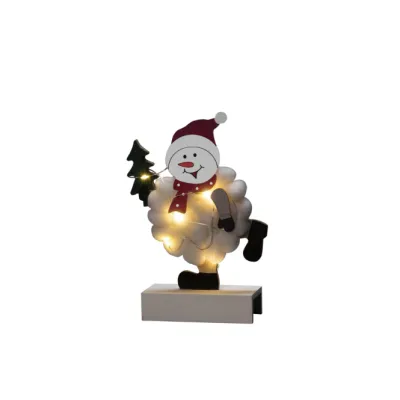 Konstsmide LED Holzsilhouette Schneemann 3268-210 | Weihnachtsdeko Innen | 6 LEDs | Timer | Batteriebetrieben | Weiß