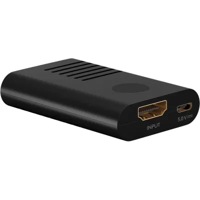 goobay HDMI-Signalverstärker 58492 | 4K 60Hz Repeater | HDMI-Verlängerung 30m | Aluminiumgehäuse | Plug & Play | Schwarz