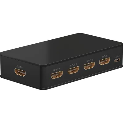 Goobay HDMI-Umschaltbox 58489 | HDMI Switch 4 auf 1 | 4K @ 60Hz | HDMI 2.0 | inkl. Fernbedienung | Schwarz