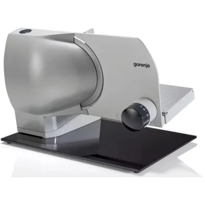 Gorenje Allesschneider R902A | 100W Motor | Solingen Edelstahlmesser 17 cm | Schnittstärke 0–15 mm | Aluminium | silber