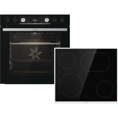 Gorenje Einbauherd-Set BCPX6737E05BG+ECD634X | Pyrolyse | Glaskeramik-Kochfeld | AirFry | 77l | A+ | Schwarz