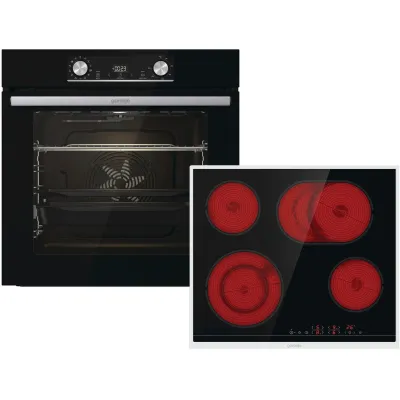 Gorenje Einbau-Herd-Set BOSX6737E06BG + ECT43BX | Backofenset mit Glaskeramik-Kochfeld | AirFry | 77 l | 60 cm | Schwarz