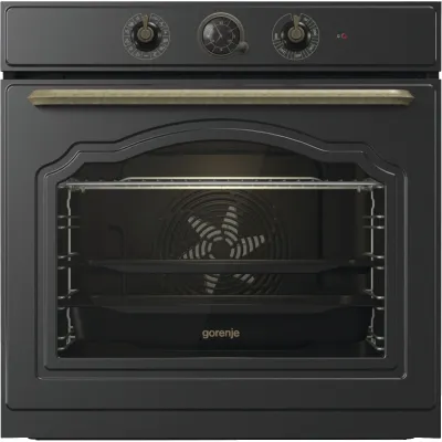 Gorenje Einbau-Backofen BOS67371CLB | Retro Design | 77l | Multifunktion | bis 300°C | AirFry | AquaClean | Schwarz