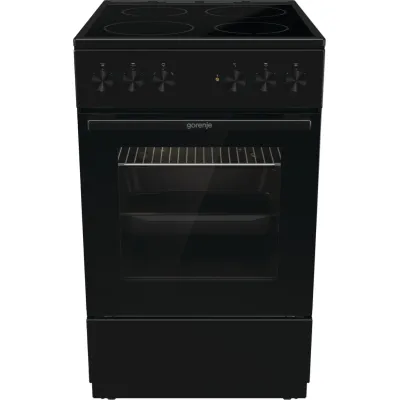 Gorenje Elektroherd GEC5A20BG | 50cm Standherd | Glaskeramik-Kochfeld | 74L Backofen | Energieklasse A | Schwarz