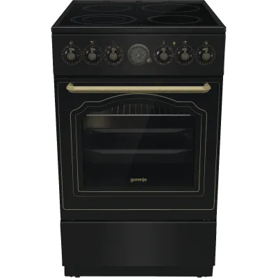 Gorenje Standherd GECS5B70CLB | Elektro-Backofen 70L | Glaskeramik-Kochfeld | AirFry | ExtraSteam | Schwarz