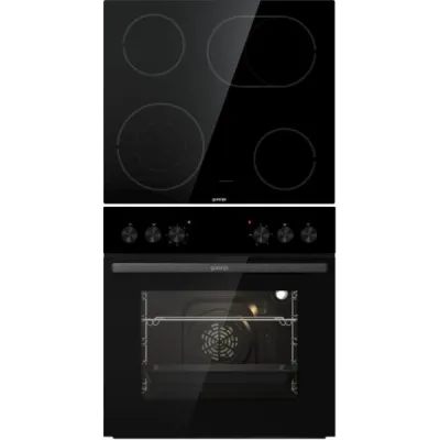 Gorenje Herdset BCA6715AO1BK + ECDA643SC | Einbauherd mit Umluft | Glaskeramik-Kochfeld 4 Zonen | 73l Backofen | schwarz
