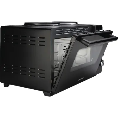 Gorenje Kleinküche OM30GBX Minibackofen 30L mit 2 Kochplatten | 1600W | Heißluft | Timer | Kompakt | Schwarz