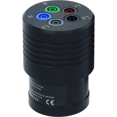 Gossen Metrawatt Drehstromadapter METRALINE A3-16 Z611O | 5-polig | 16A | CAT IV | 4mm Sicherheitsbuchsen | Schwarz