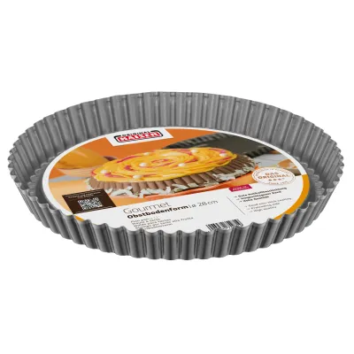 KAISER Obstbodenform Gourmet 2300754819 | 28 cm | Antihaft | Wellenrand | Backform für Obstkuchen | Made in Germany