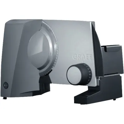 GRAEF Allesschneider G55 | 170 mm Edelstahlmesser | Schnittstärke 0–20 mm | Energiesparmotor | grau