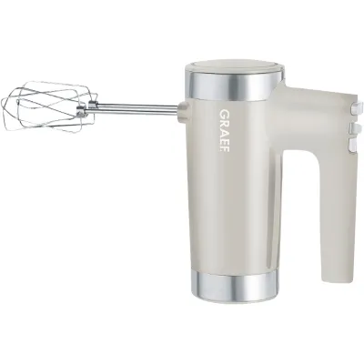GRAEF Handmixer HM508EU | 600W | 7 Geschwindigkeitsstufen | Turbostufe | 2 Knethaken | 4 Rührbesen | taupe