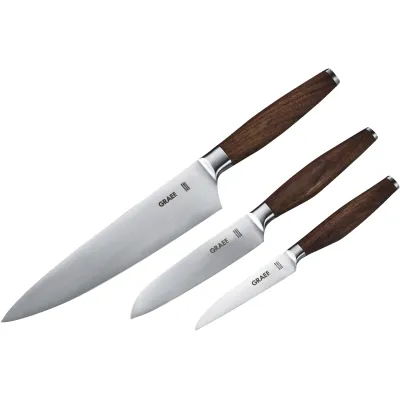GRAEF Küchenmesserset KN 5150 | 3-teilig | Solinger Edelstahlklingen 9cm/13cm/20cm | handgeschliffen | fugenlos