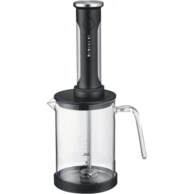 GRAEF Milchaufschäumer MS 202 EU | Akku-Milchaufschäumer kabellos | 300ml Glas | 4 Funktionen | USB-C | Schwarz