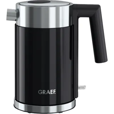 Graef Wasserkocher WK 402EU | 1,0 Liter | Edelstahl doppelwandig | 2015 Watt | kabellos | Schwarz/Edelstahl