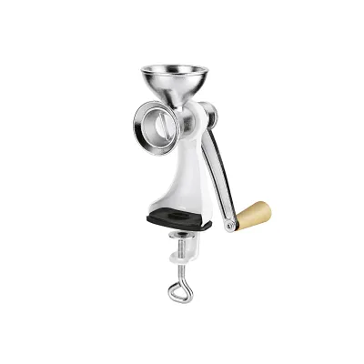 grossag Hand-Mohnmühle HMM 5 | Edelstahl | manuelle Mohnmühle für ölhaltige Saaten | Tischklemme | 17x7x28 cm | Silber