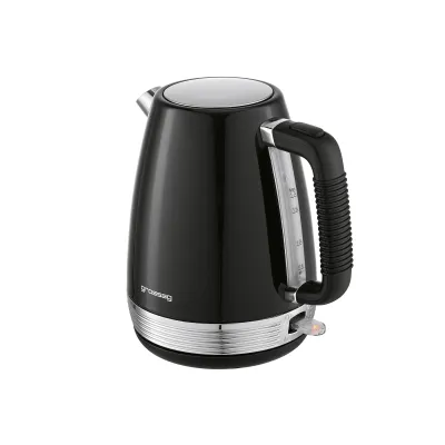 GROSSAG Wasserkocher WK28.07 | 1,7 Liter | Retro-Design | Metalliclackierung | Kalkfilter | Schwarz