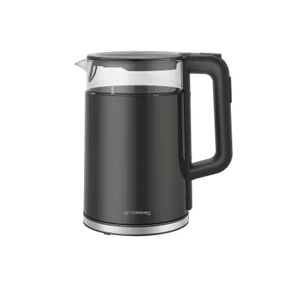GROSSAG Wasserkocher WK 24.07 | Glas 1,7l | 5 Temperaturstufen | Warmhaltefunktion | Kalkfilter | Schwarz
