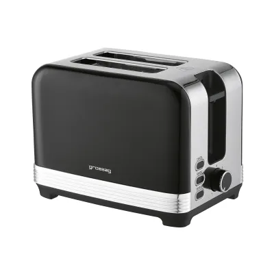 GROSSAG Toaster TA28.07 | 2-Scheiben Toaster | Retro Design | Edelstahl & Chrom | Brötchenaufsatz | schwarz metallic