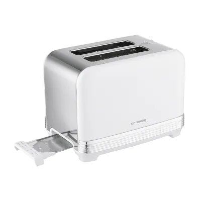 grossag Toaster TA 28.00 | 2-Scheiben | Retro-Design Metall/Chrom | stufenloser Bräunungsgrad | Brötchenaufsatz | 930W