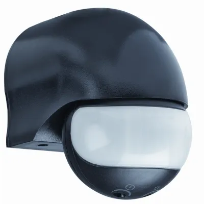 Grothe Bewegungsmelder McGuard mini BM180sw | 180° PIR Sensor | 12m Reichweite | Aufputz | IP44 | 230V 1000W | schwarz