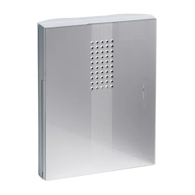 Grothe Elektronik Gong CROMA 50 si 43154 | Türklingel | 3 Sounds | 83 dB | Aufputz | Batteriebetrieb | Weiß/Silber Acryl