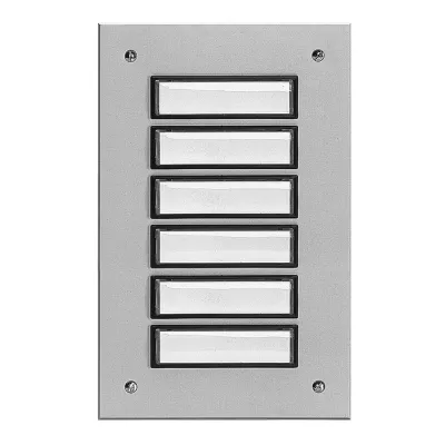 Grothe Klingeltableau ETA 806 EV1 | 6 Tasten | Unterputz | beleuchtbar | Aluminium silber eloxiert | witterungsbeständig