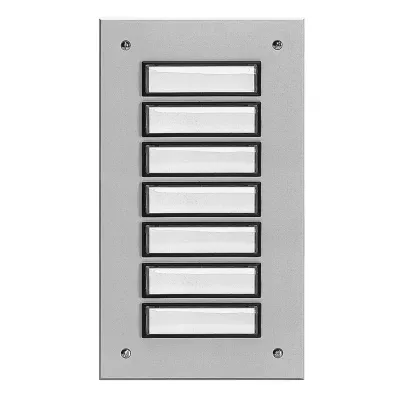 Grothe Klingeltableau ETA 807 | 7 Tasten | Unterputz | Aluminium silber eloxiert | beleuchtet | 216x121 mm