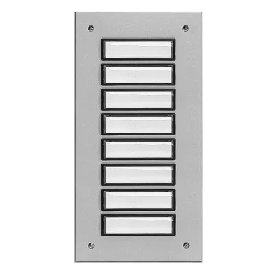 Grothe Etagenplatte ETA 808 EV1 | 8-fach Klingeltableau Unterputz | Aluminium silber eloxiert | beleuchtbar | 240x121 mm
