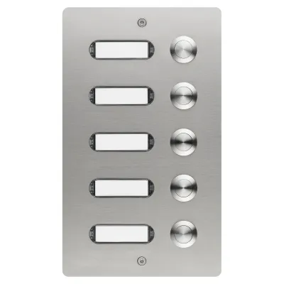 Grothe Etagenplatte ETA 505 V2A 55505 | Klingeltaster Aufputz | 5-fach | Edelstahl | beleuchtetes Namensschild