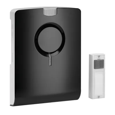 Grothe Funkgong Set Echo M 43501 | kabellose Türglocke | 500m Reichweite | SD-Karte | 868,35 MHz | 8-12V AC/DC | schwarz