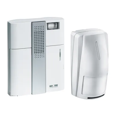 Grothe MISTRAL 300M BM Funkklingel-Set | Bewegungsmelder | 500m Reichweite | 86dB | weiß