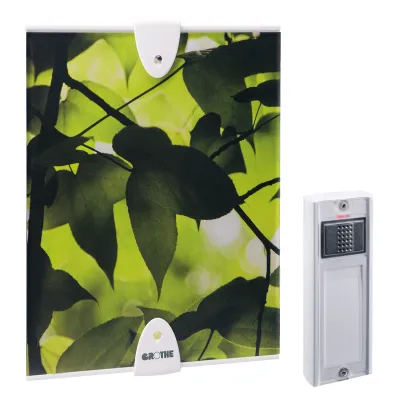 Grothe Funkgong Set MISTRAL 600 ws 43410 | kabellos | 500m Reichweite | 83dB | 17 Melodien | LED-Blitz | Aufputz | weiß