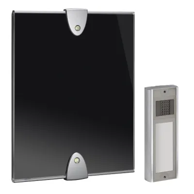 Grothe Funkgong-Set MISTRAL 600 | kabellose Türklingel | 500m Reichweite | 17 Melodien | LED | anthrazit