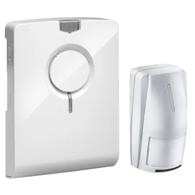 Grothe Funkgong Set Echo M-BM | 500m Reichweite | SD-Kartenslot | Bewegungsmelder | LED | Weiß