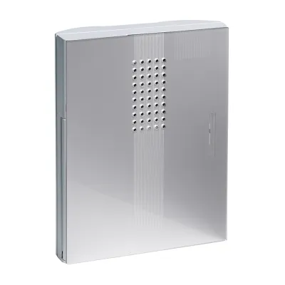 Grothe Funkgong Set MISTRAL 200M | Kabellose Funkklingel 500m | 17 Melodien | wetterfest | weiß/silber