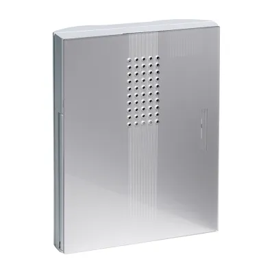 Grothe Funkgong Set MISTRAL 300M 43144 | Funkklingel 500m | 17 Melodien | 86 dB | Blitzlicht | silber/weiß