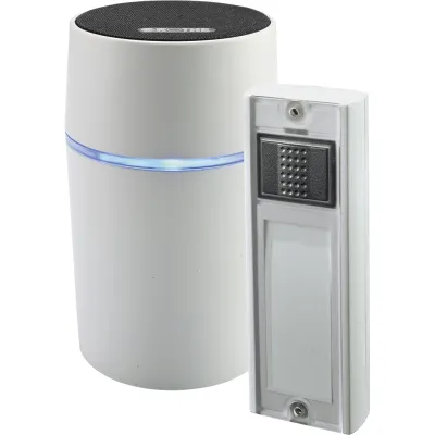 Grothe Funkgong Set CALIMA 200 | Türklingel kabellos | 250m Reichweite | Sprachansage | LED-Anzeige | Weiß/Schwarz